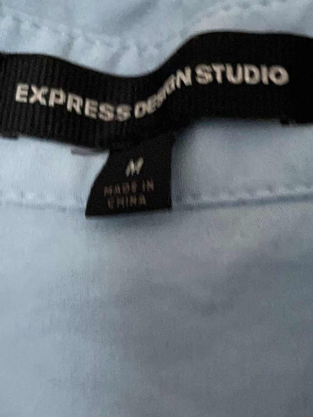 Express Design Studio Button Down Short Sleeve Blue Top - Picture 4 of 5